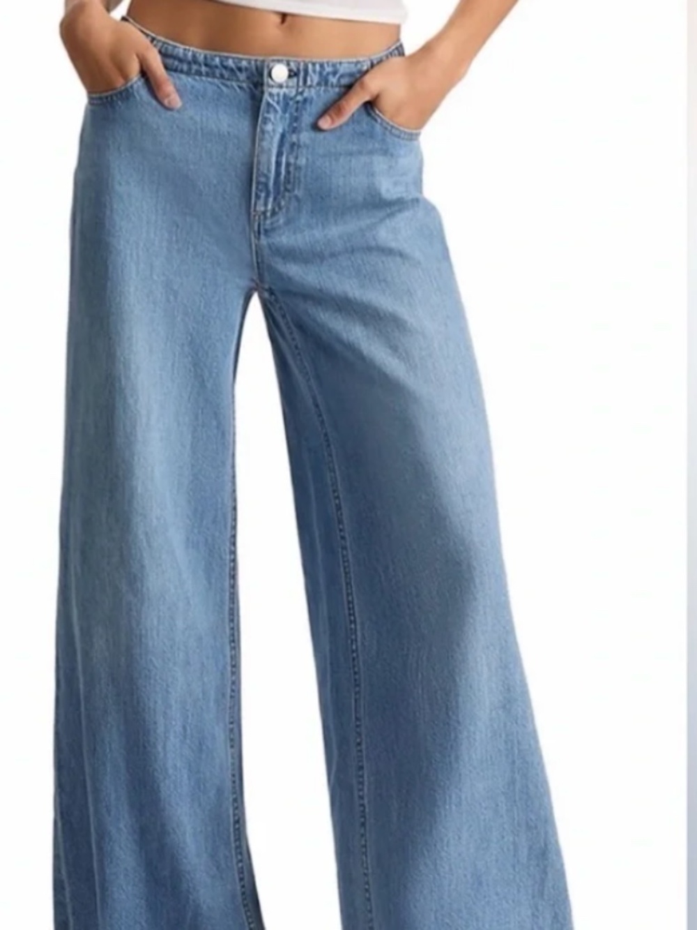 Alice & Olivia High Rise YOU LOOK SLAY Medium Wash Wide Leg Denim Jeans Sz 27